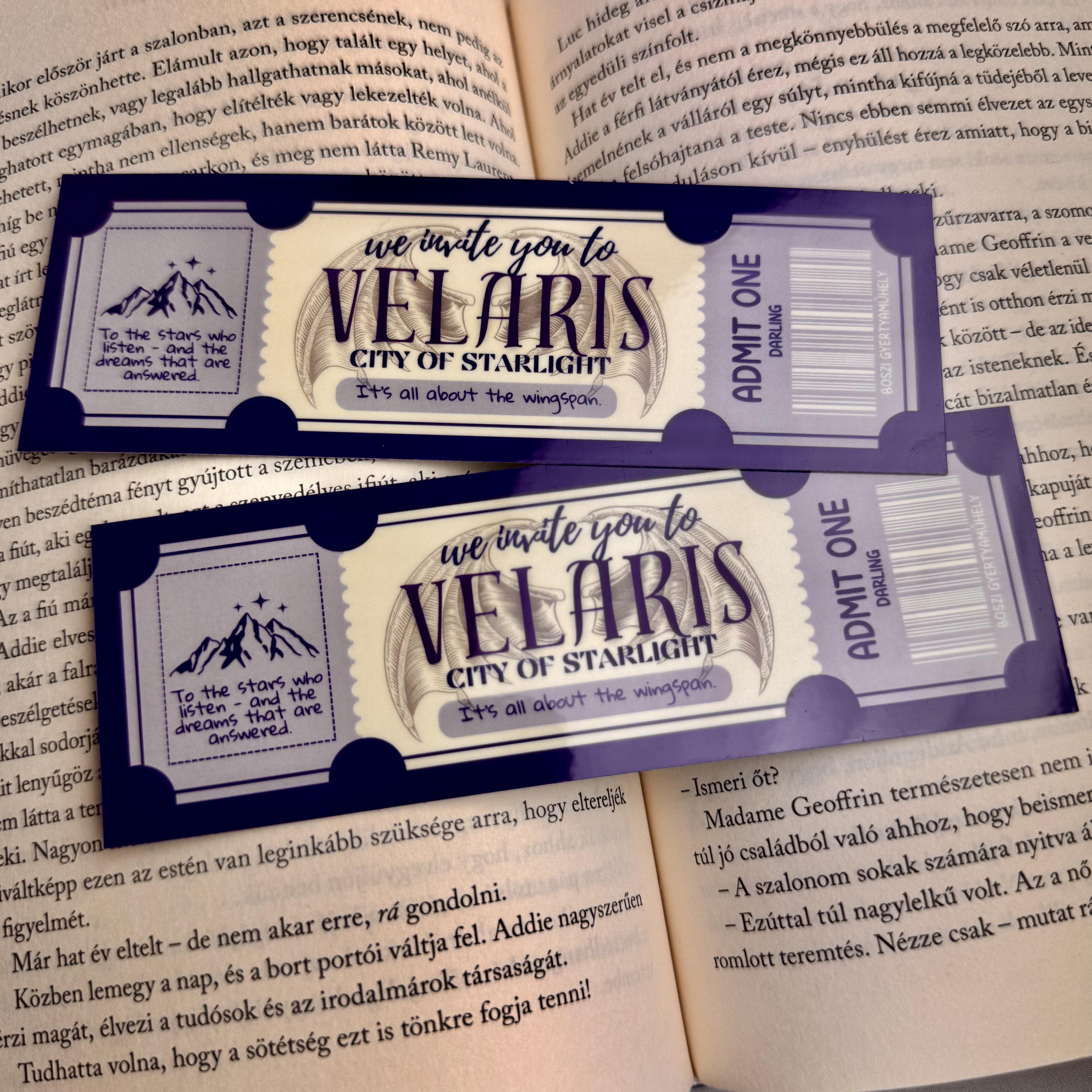 Velaris ticket papír könyvjelző 1 Velaris ticket papír könyvjelző