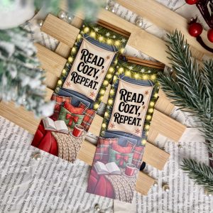 Read, cozy, repeat. papír könyvjelző